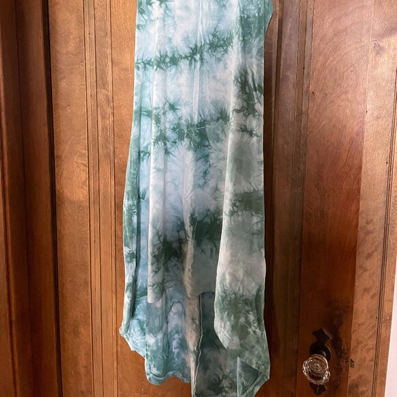VINTAGE Bamboo Cotton Blend Tie Dyed Hi-Low Razorback Midi Dress - Picture 3 of 15
